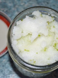 DIY Sugar Scrub with Coconut Oil, Mint and Lime! Easy, cheap, eco-friendly!